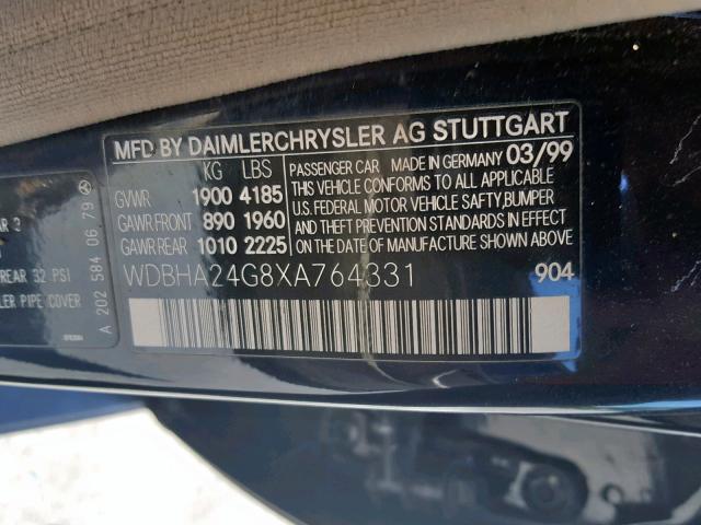 WDBHA24G8XA764331 - 1999 MERCEDES-BENZ C230 KOMPR BLUE photo 10