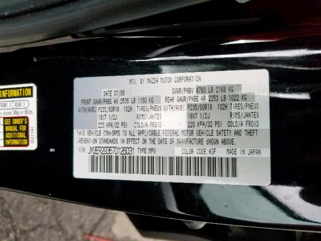 JM3ER293670126031 - 2007 MAZDA CX-7 BLACK photo 10