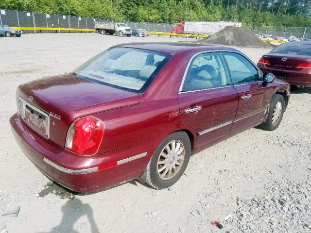 KMHFU45E94A314414 - 2004 HYUNDAI XG 350 BURGUNDY photo 4