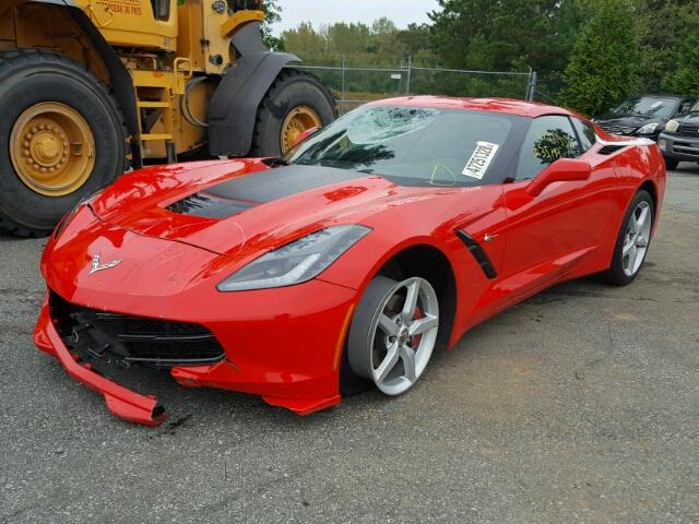 1G1YB2D75E5114871 - 2014 CHEVROLET CORVETTE S RED photo 2