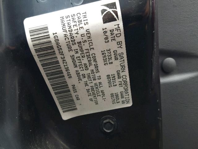 1G8AG52F34Z136469 - 2004 SATURN ION LEVEL MAROON photo 10