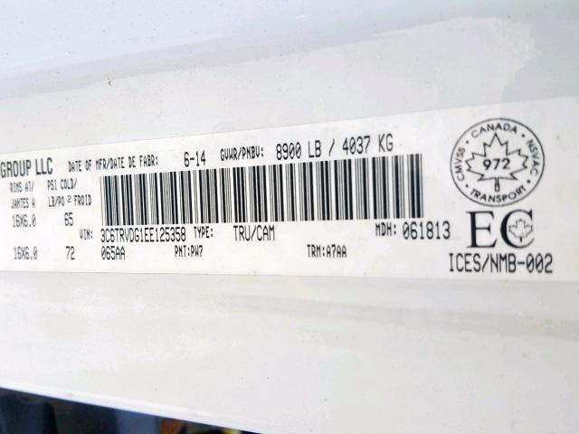 3C6TRVDG1EE125358 - 2014 RAM PROMASTER 白色 照片 10