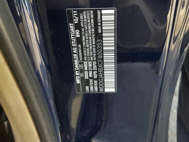 WDDGJ4HBXCF800353 - 2012 MERCEDES-BENZ C 250 BLUE photo 10