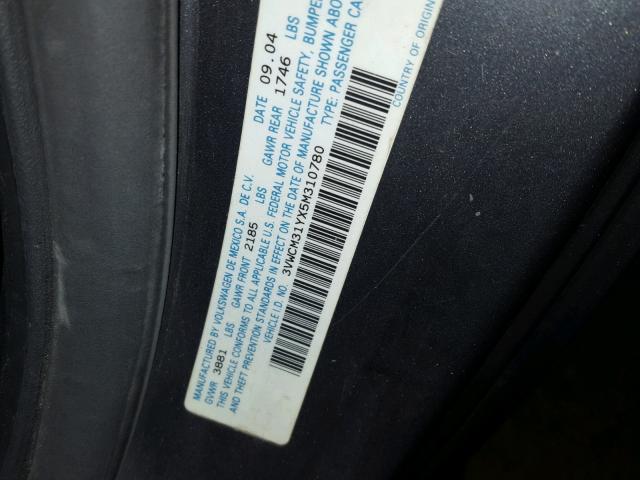 3VWCM31YX5M310780 - 2005 VOLKSWAGEN NEW BEETLE 灰色 照片 10