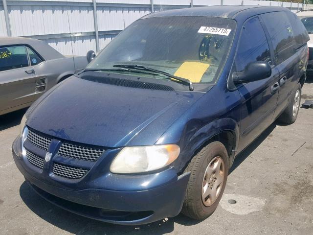 1B4GP25B32B702561 - 2002 DODGE CARAVAN SE BLUE photo 2