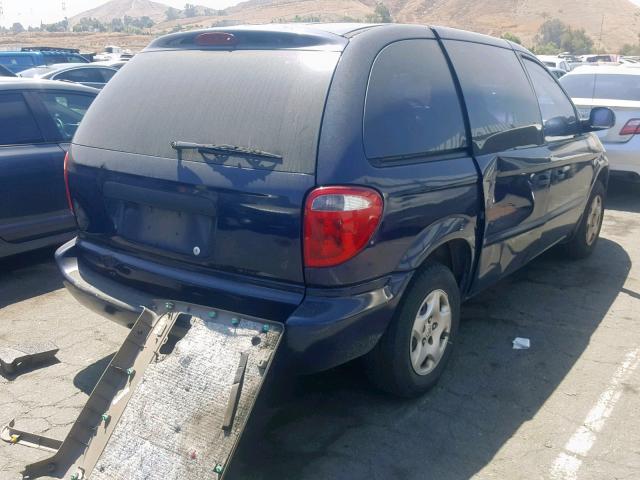 1B4GP25B32B702561 - 2002 DODGE CARAVAN SE BLUE photo 4