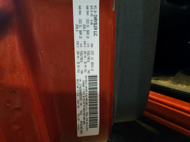 1D7HW58N88S637027 - 2008 DODGE DAKOTA QUA ORANGE photo 10