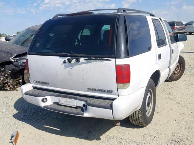 1GNDT13W01K223098 - 2001 CHEVROLET BLAZER WHITE photo 4