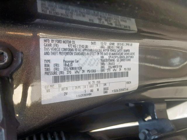 1FADP3J20DL207383 - 2013 FORD FOCUS TITA GRAY photo 10