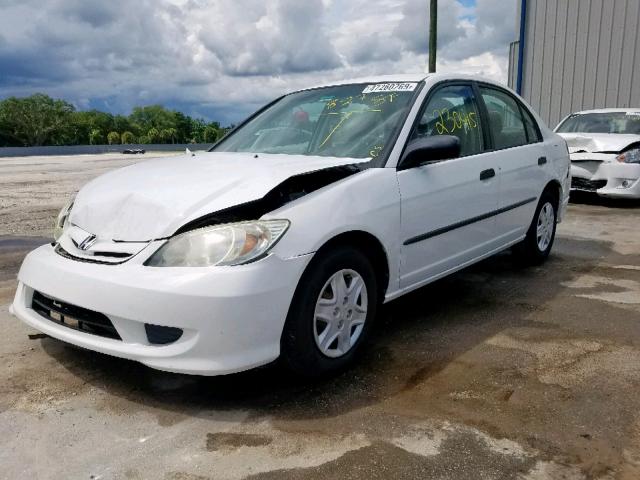 2HGES163X4H638752 - 2004 HONDA CIVIC DX V WHITE photo 2