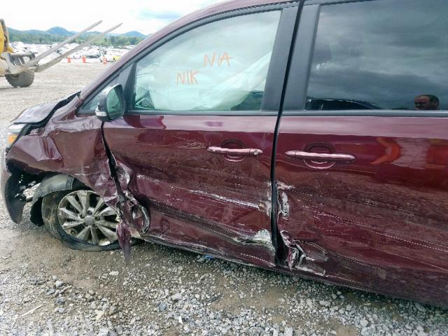 KNDMB5C1XH6234197 - 2017 KIA SEDONA LX BURGUNDY photo 9