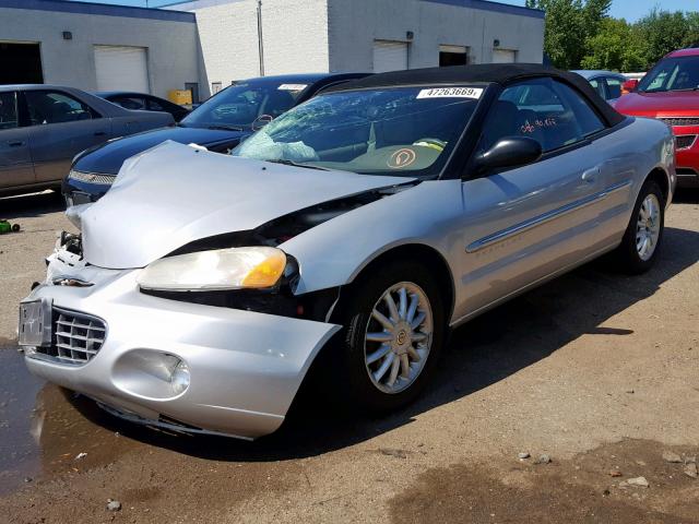 1C3EL55U91N699479 - 2001 CHRYSLER SEBRING LX SILVER photo 2