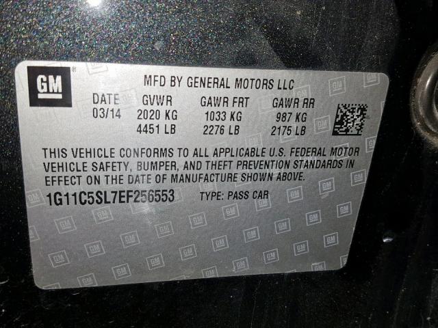 1G11C5SL7EF256553 - 2014 CHEVROLET MALIBU 1LT 灰色 照片 10