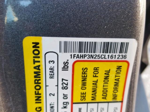 1FAHP3N25CL161236 - 2012 FORD FOCUS TITA GRAY photo 10