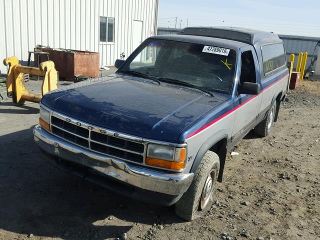 1B7GG26Y2NS532462 - 1992 DODGE DAKOTA BLUE photo 2