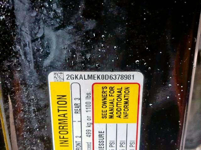 2GKALMEK0D6378981 - 2013 GMC TERRAIN SL BLACK photo 10