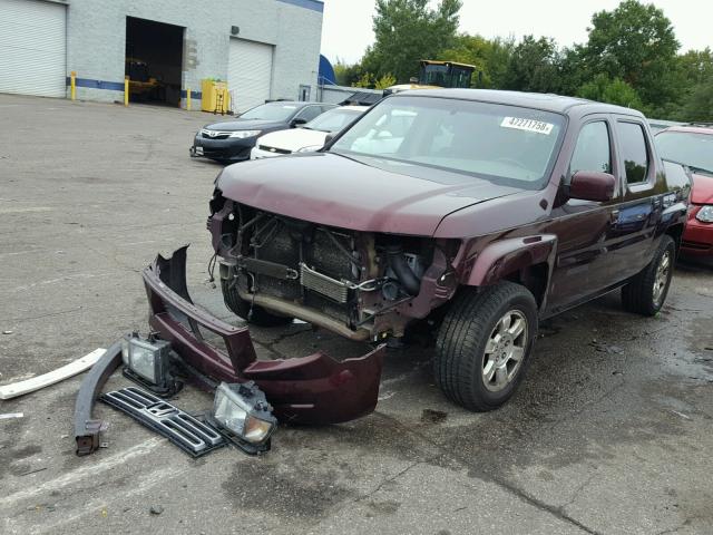 2HJYK16538H509587 - 2008 HONDA RIDGELINE BURGUNDY photo 2