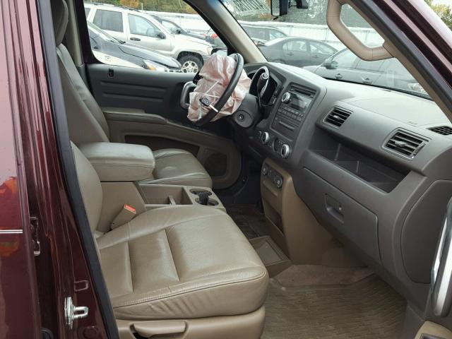 2HJYK16538H509587 - 2008 HONDA RIDGELINE BURGUNDY photo 5