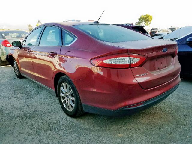 3FA6P0G79FR184104 - 2015 FORD FUSION S MAROON photo 3