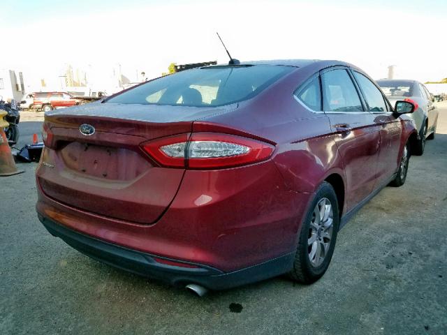 3FA6P0G79FR184104 - 2015 FORD FUSION S MAROON photo 4