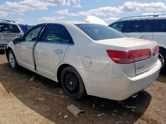 3LNDL2L35CR809102 - 2012 LINCOLN MKZ HYBRID WHITE photo 3