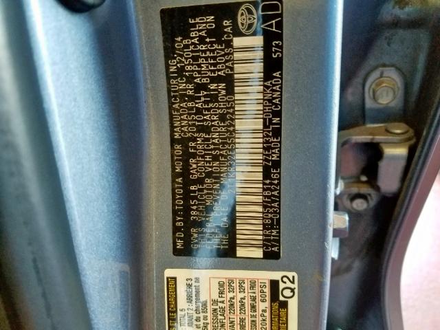 2T1KR32E55C422450 - 2005 TOYOTA MATRIX 蓝色 照片 10