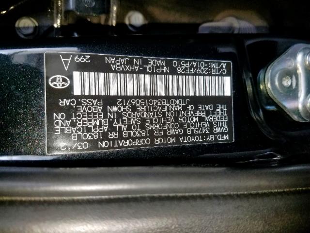 JTDKDTB34C1506712 - 2012 TOYOTA PRIUS C BLACK photo 10