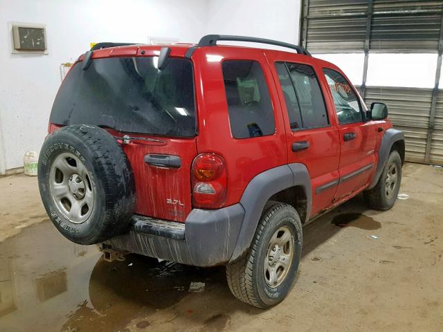 1J4GL48K64W125746 - 2004 JEEP LIBERTY SP RED photo 4