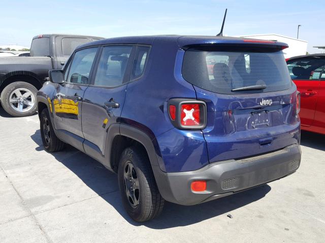 ZACCJAAB9JPG68195 - 2018 JEEP RENEGADE S BLUE photo 3