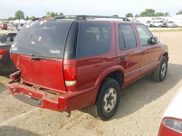 1GNDT13X04K124004 - 2004 CHEVROLET BLAZER RED photo 4