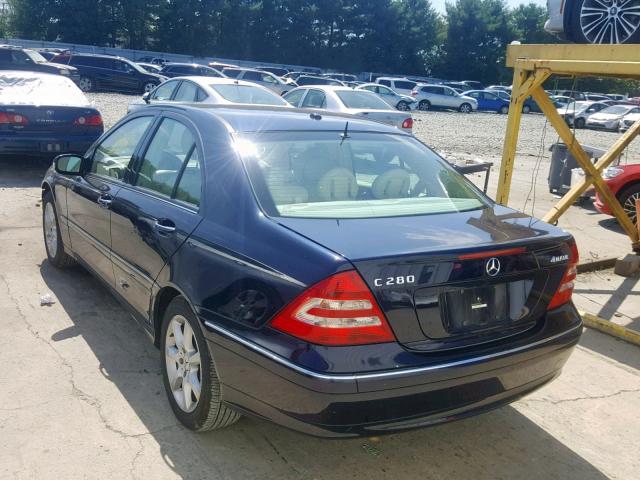 WDBRF92H37F915427 - 2007 MERCEDES-BENZ C 280 4MAT BLUE photo 3