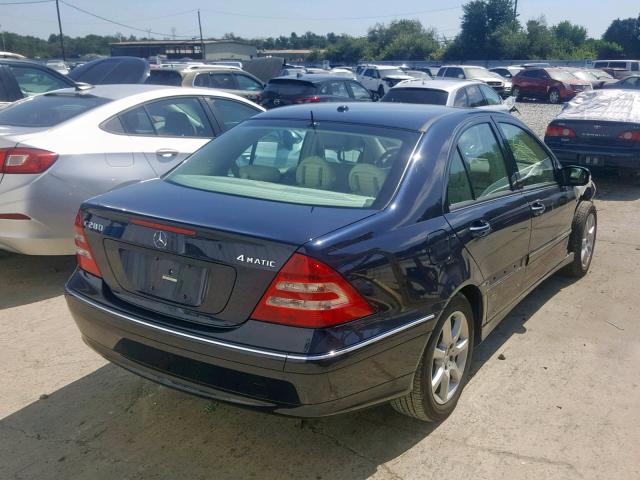 WDBRF92H37F915427 - 2007 MERCEDES-BENZ C 280 4MAT BLUE photo 4