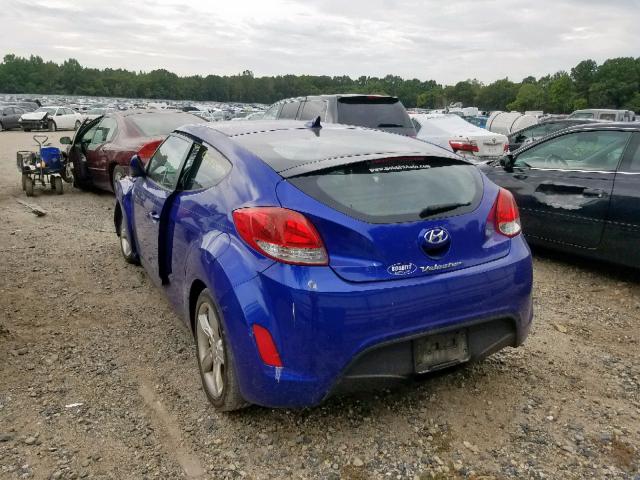 KMHTC6AD0CU075427 - 2012 HYUNDAI VELOSTER BLUE photo 3