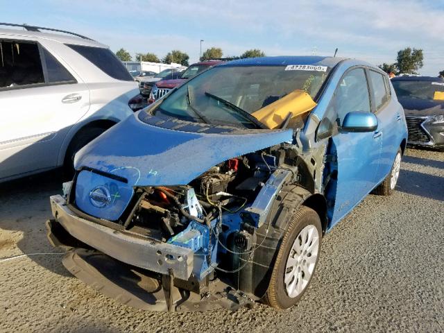 1N4AZ0CP4EC332912 - 2014 NISSAN LEAF S BLUE photo 2