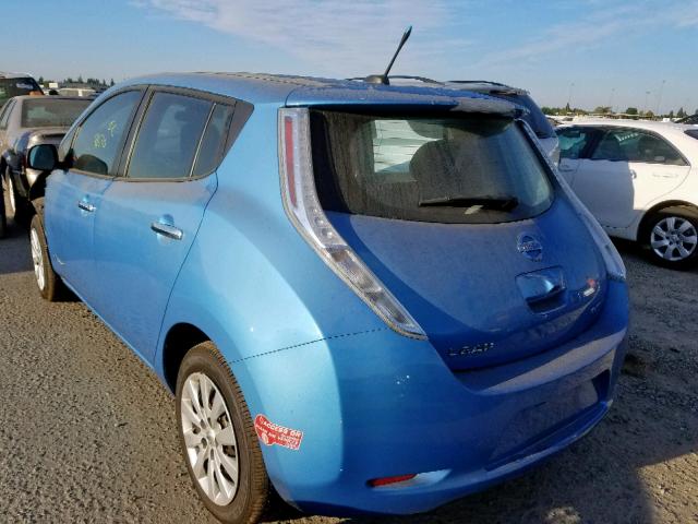 1N4AZ0CP4EC332912 - 2014 NISSAN LEAF S BLUE photo 3