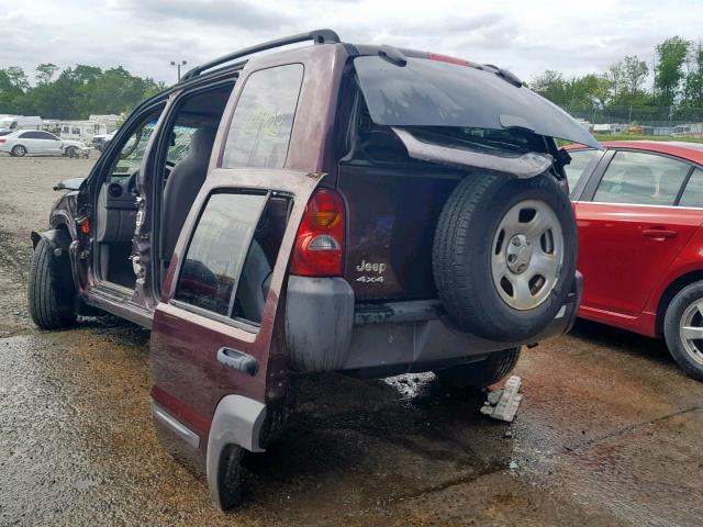 1J4GL48K24W141328 - 2004 JEEP LIBERTY SP BURGUNDY photo 3