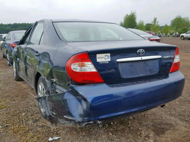 4T1BE32K83U211224 - 2003 TOYOTA CAMRY LE BLUE photo 3