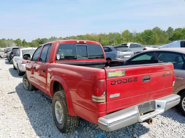 1B7GG2AN1YS604480 - 2000 DODGE DAKOTA QUA RED photo 3