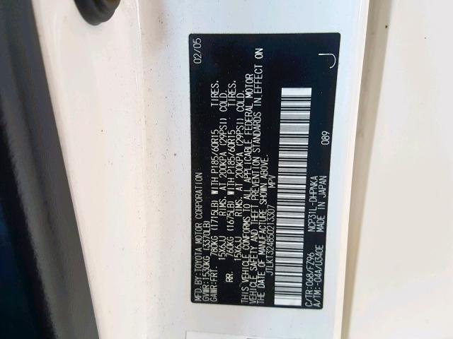 JTLKT324850213307 - 2005 TOYOTA SCION XB 白色 照片 10