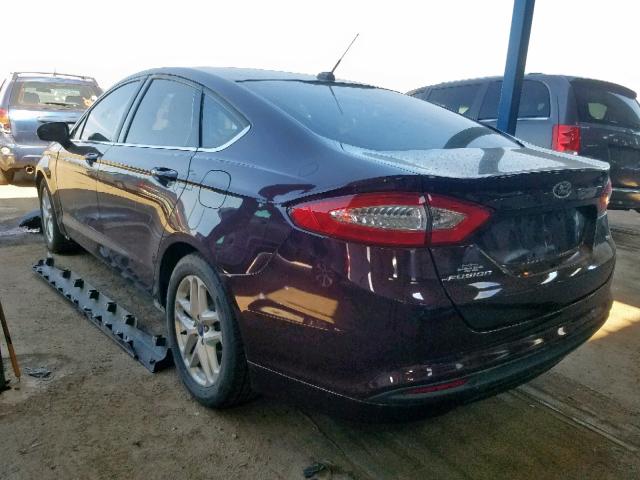 3FA6P0H79DR291441 - 2013 FORD FUSION SE MAROON photo 3