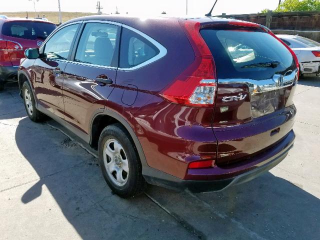 5J6RM4H39FL084208 - 2015 HONDA CR-V LX BURGUNDY photo 3