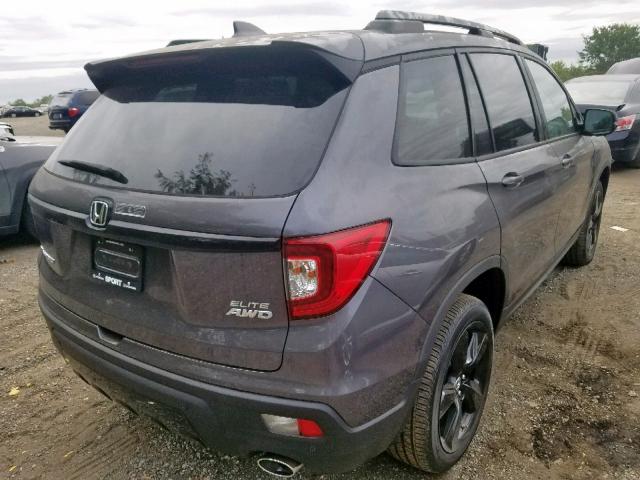 5FNYF8H0XKB004565 - 2019 HONDA PASSPORT E GRAY photo 4