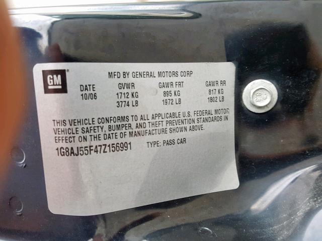 1G8AJ55F47Z156991 - 2007 SATURN ION LEVEL GREEN photo 10