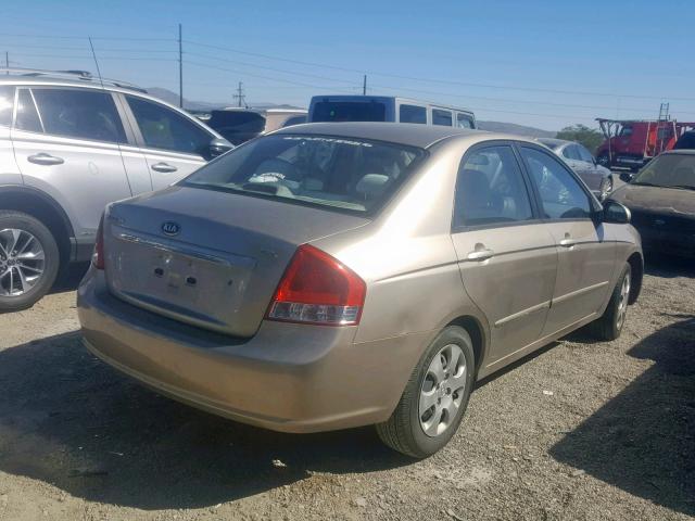 KNAFE222095618647 - 2009 KIA SPECTRA EX TAN photo 4