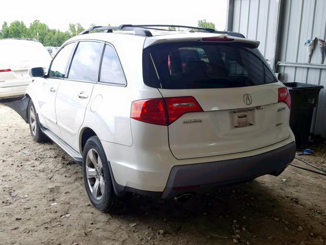 2HNYD28508H537651 - 2008 ACURA MDX SPORT WHITE photo 3