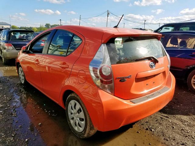 JTDKDTB3XC1007669 - 2012 TOYOTA PRIUS C ORANGE photo 3