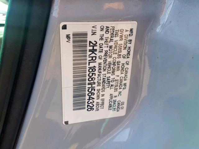 2HKRL18581H564326 - 2001 HONDA ODYSSEY LX SILVER photo 10