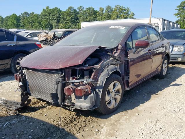 19XFB2F59FE094222 - 2015 HONDA CIVIC LX BURGUNDY photo 2