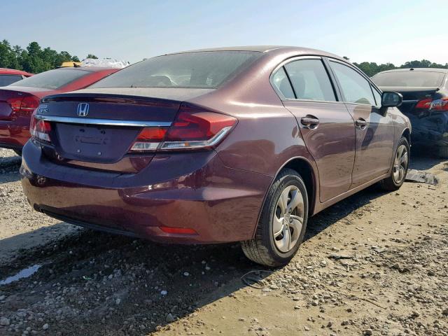 19XFB2F59FE094222 - 2015 HONDA CIVIC LX BURGUNDY photo 4