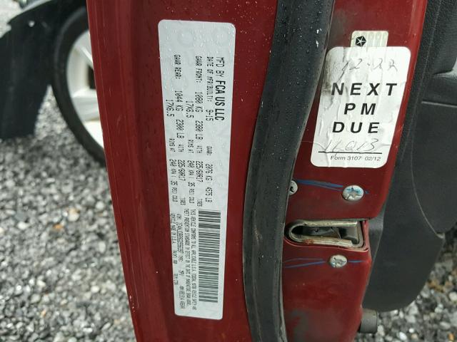 1C4NJDBB9GD556397 - 2016 JEEP COMPASS SP წითელი ფოტო 10